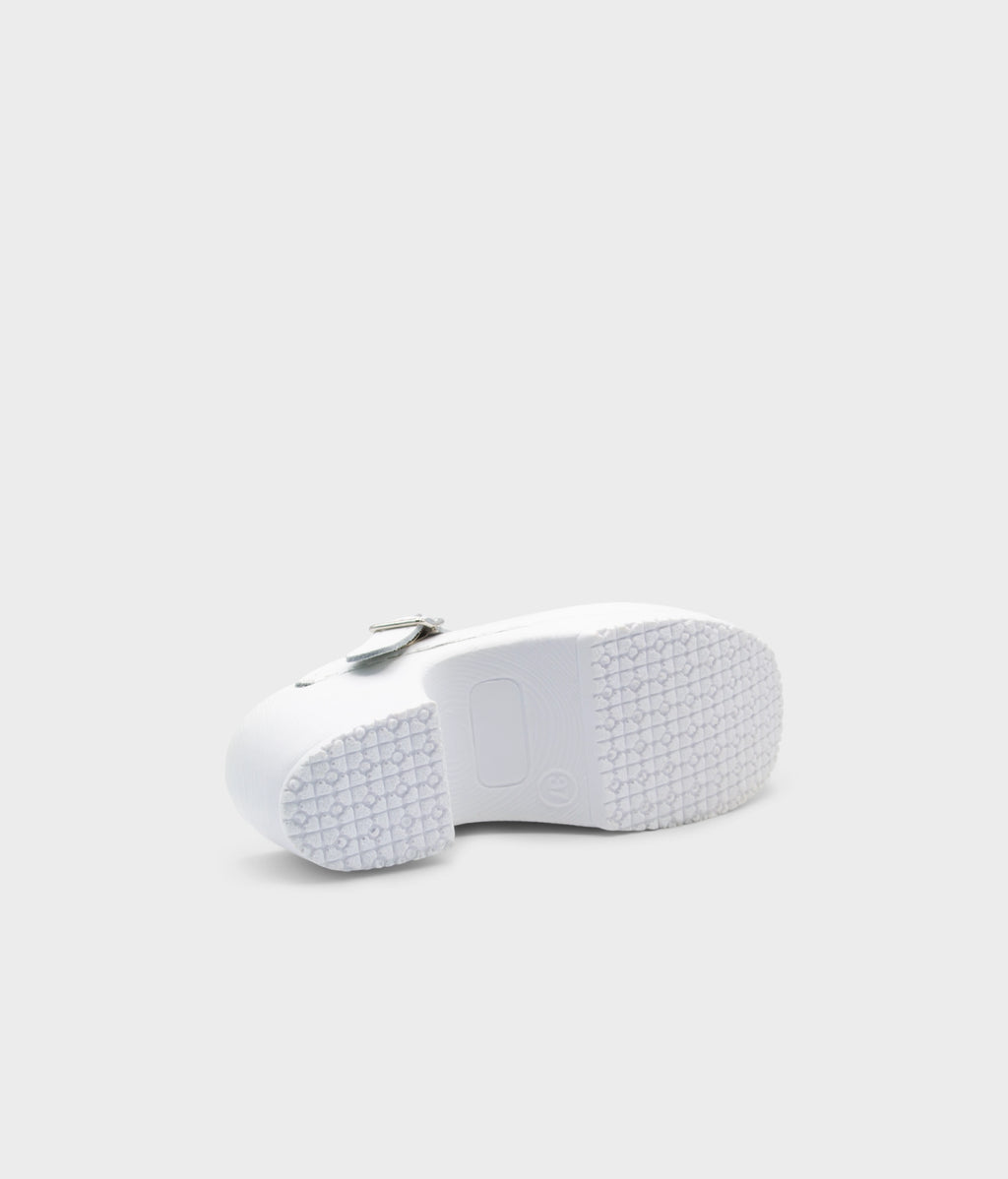 White clog on a light gray background